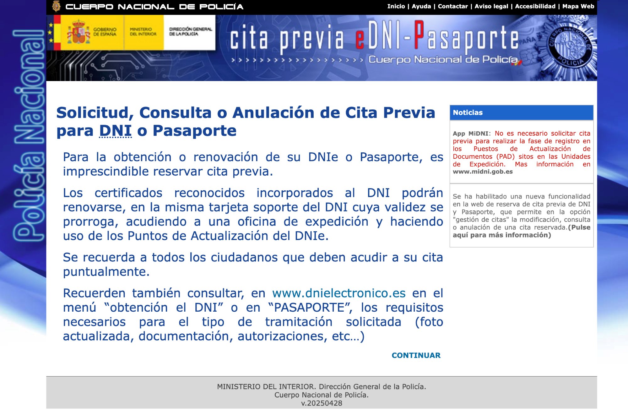Portal cita previa DNI