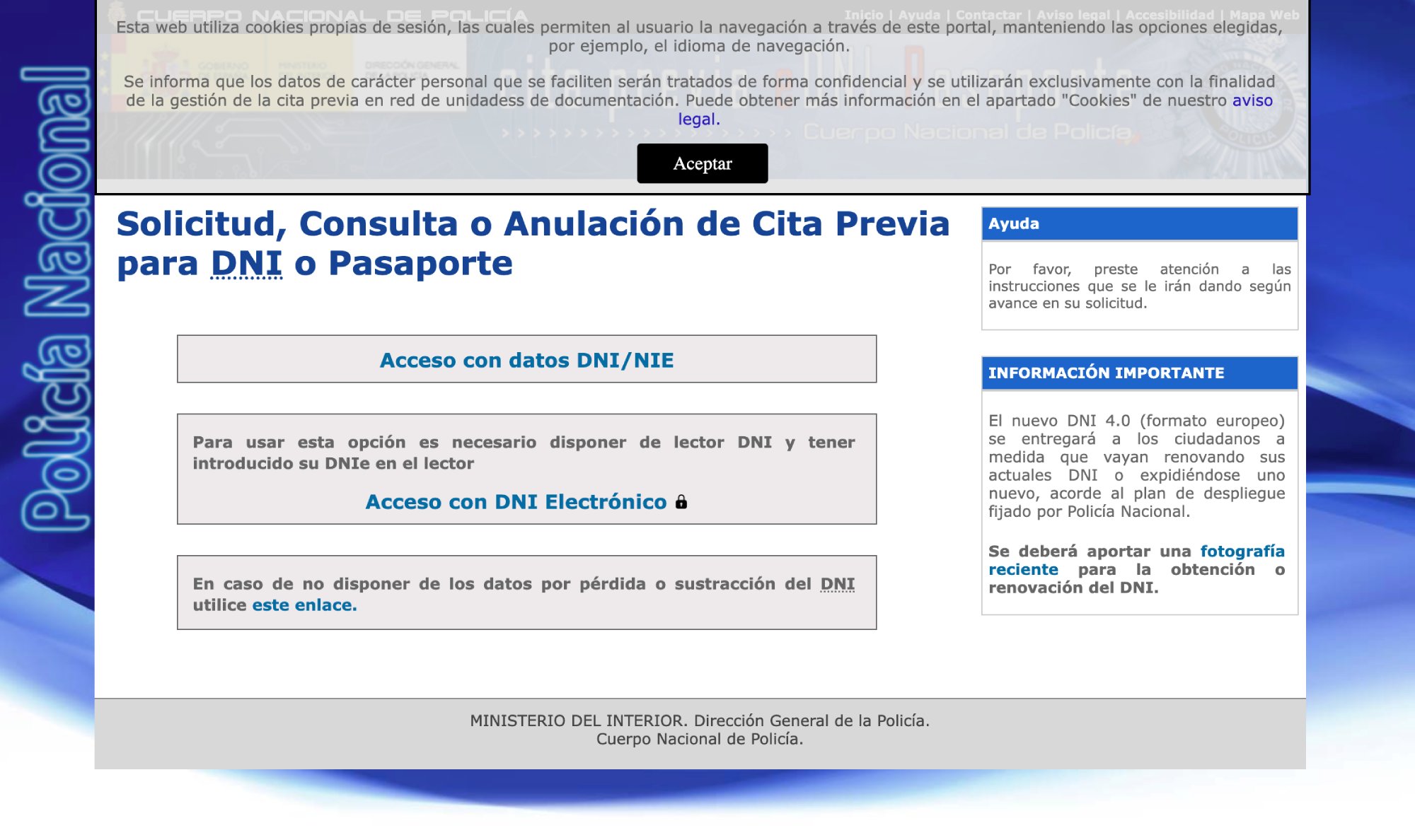 Portal cita previa DNI