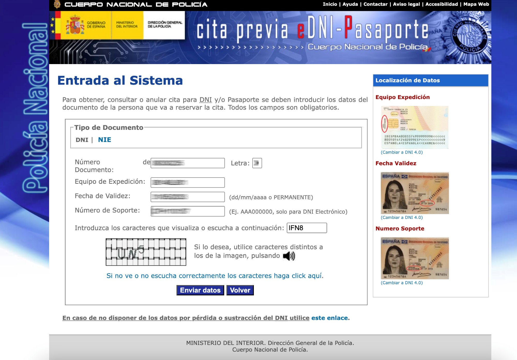 Acceso cita previa DNI